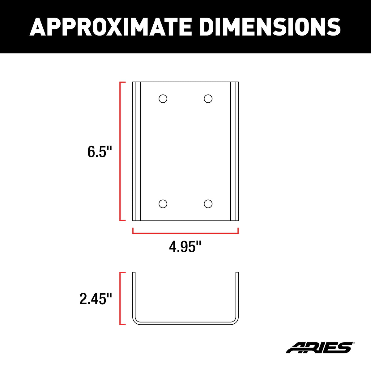 ARIES 256TBL Spare Tire Carrier Third Brake Light Extension Bracket, Select Jeep Wrangler JK