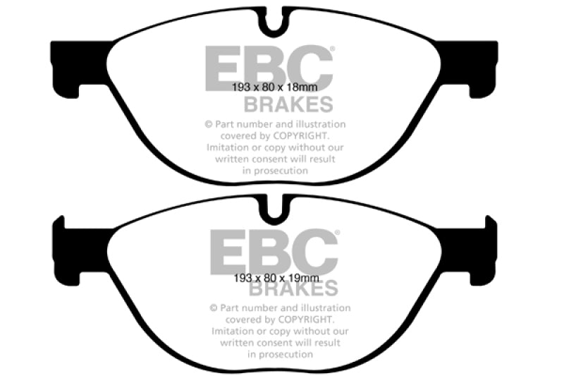 EBC 12-13 BMW 528 2.0 Turbo (F10) Performance Greenstuff Front Brake Pads - DP22019