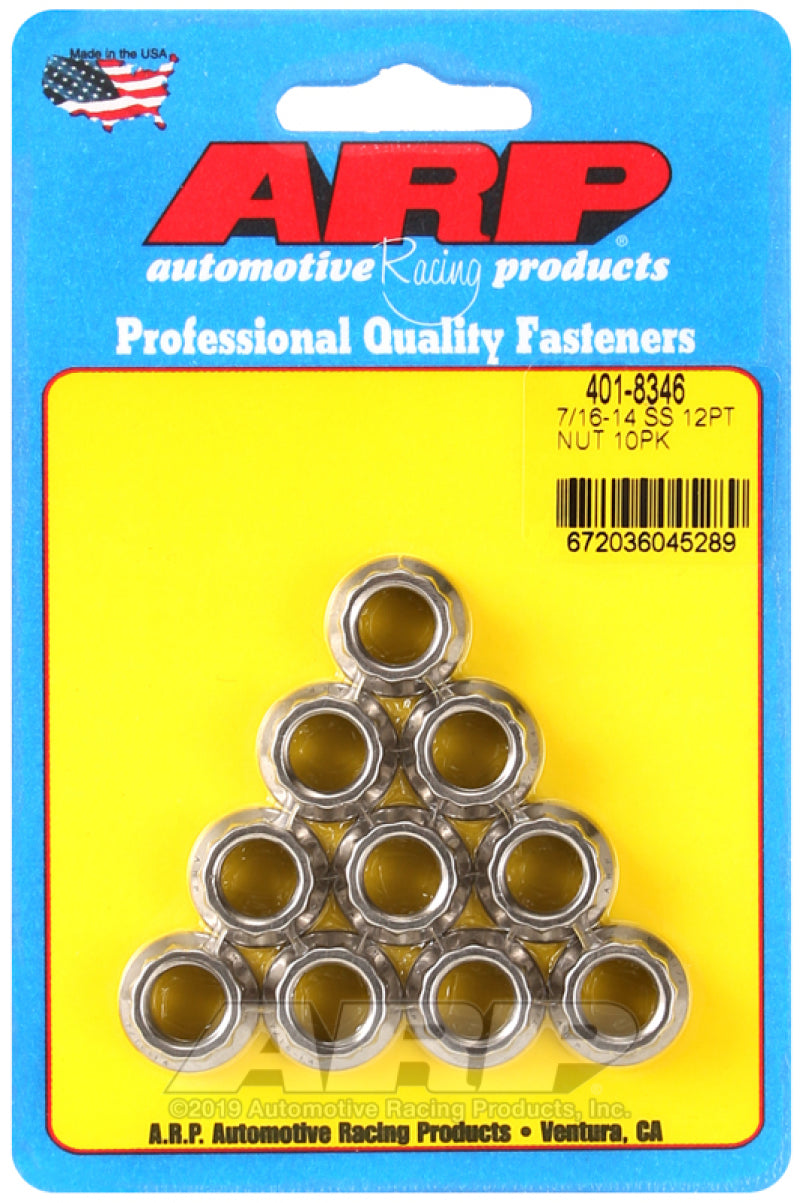 ARP 7/16-14 12PT Nut Kit SS - 10 PK - 401-8346