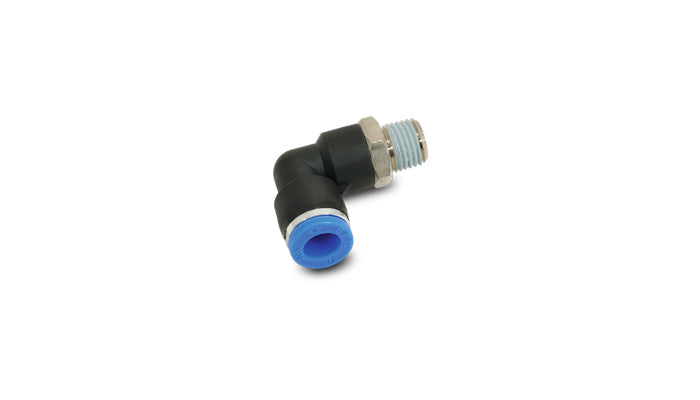 Vibrant Male Elbow Pneumatic Vacuum Fitting (1/4in NPT Thread) - for use with 1/4in (6mm) OD tubing - 2669
