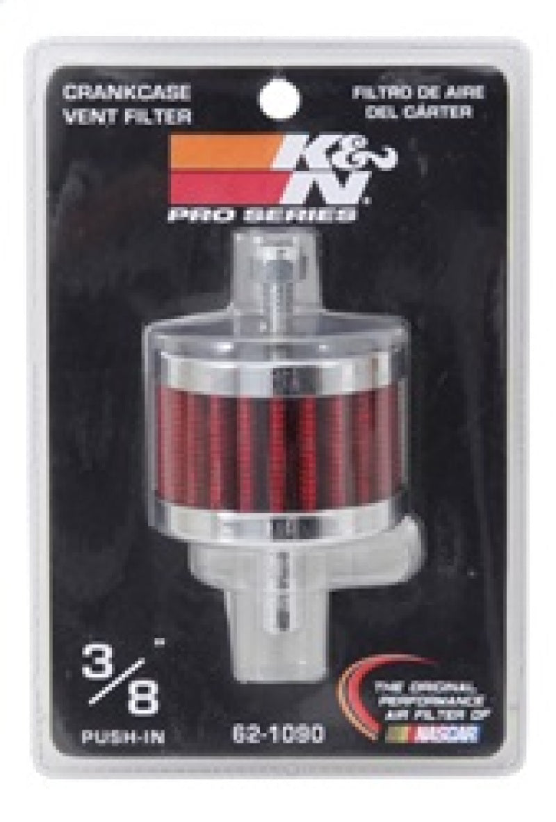 K&amp;N Steel Base Crankcase Vent Filter 3/8in OD Tube  2in OD 1-1/2in Height - 62-1090