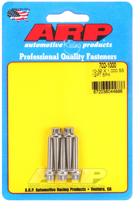 ARP 10-32 x 1.000 12pt SS Bolts (Pack of 5) - 702-1000