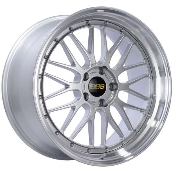 BBS LM 20x10 5x120 ET33 Diamond Silver Center Diamond Cut Lip Wheel -82mm PFS/Clip Required - LM284DSPK by BBS - front view