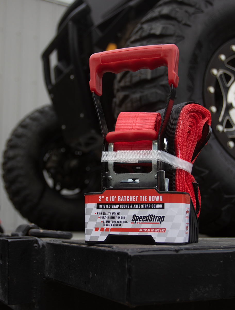 SpeedStrap 2In x 10Ft Ratchet Tie Down w/ Twisted Snap Hooks - Red - 26013