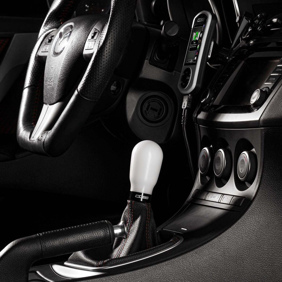 Cobb Mazda 6-Speed Tall Weighted COBB Shift Knob - White (Incl. Both Red + Blk Collars) - 271370-W