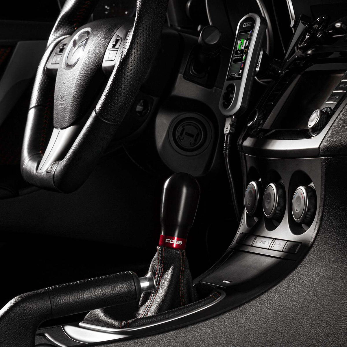 Cobb Mazda 6-Speed Tall Weighted COBB Shift Knob - White (Incl. Both Red + Blk Collars) - 271370-W