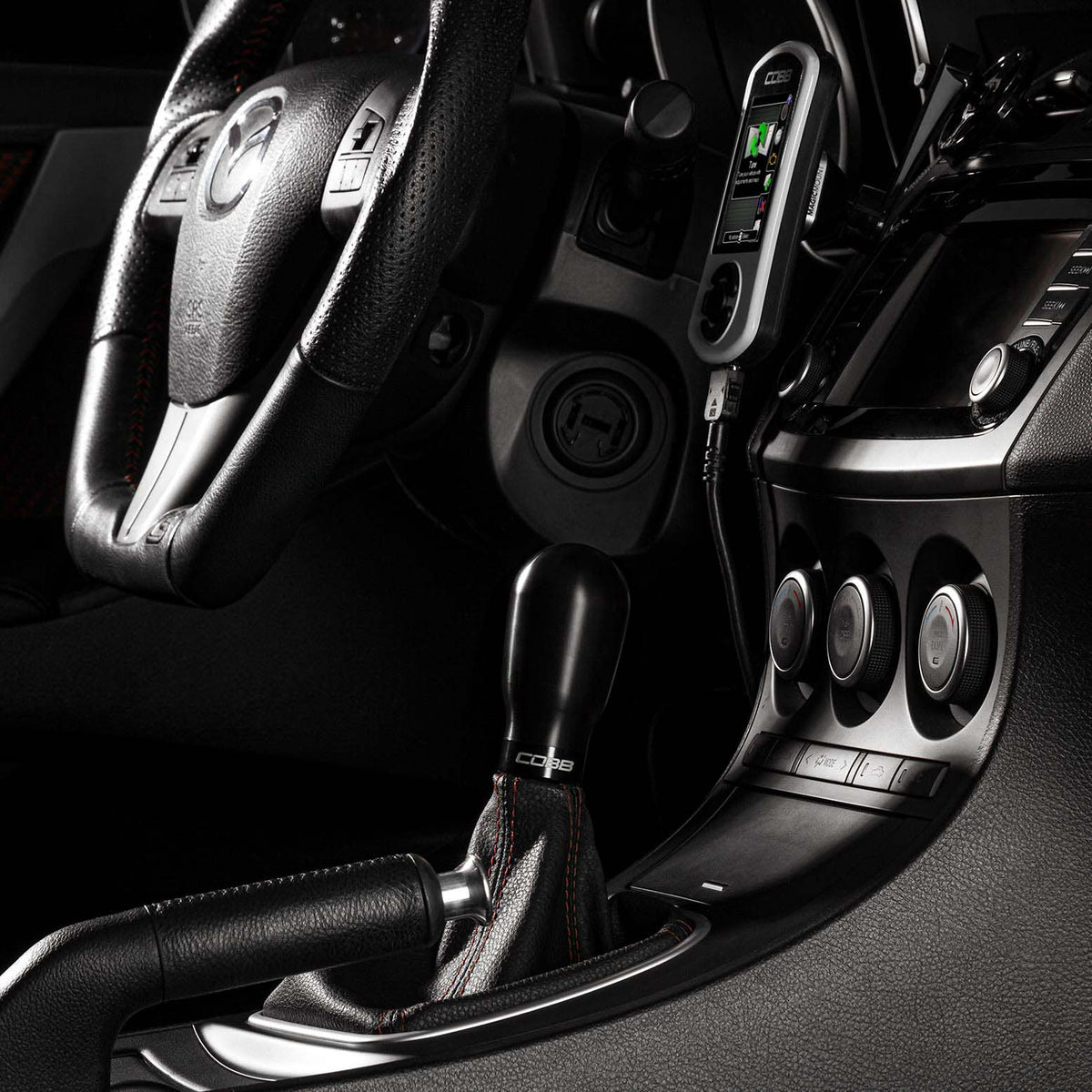 Cobb Mazda 6-Speed Tall Weighted COBB Shift Knob - White (Incl. Both Red + Blk Collars) - 271370-W