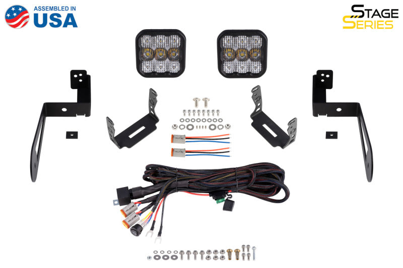 Diode Dynamics 07-18 Jeep JK Wrangler SS5 Bumper LED Pod Light Kit - Yellow Pro Driving - DD7287