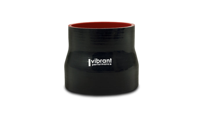 Vibrant 4 Ply Reinforced Silicone Transition Connector - 2.5in I.D. x 3.5in I.D. x 3in long (BLACK) - 2764