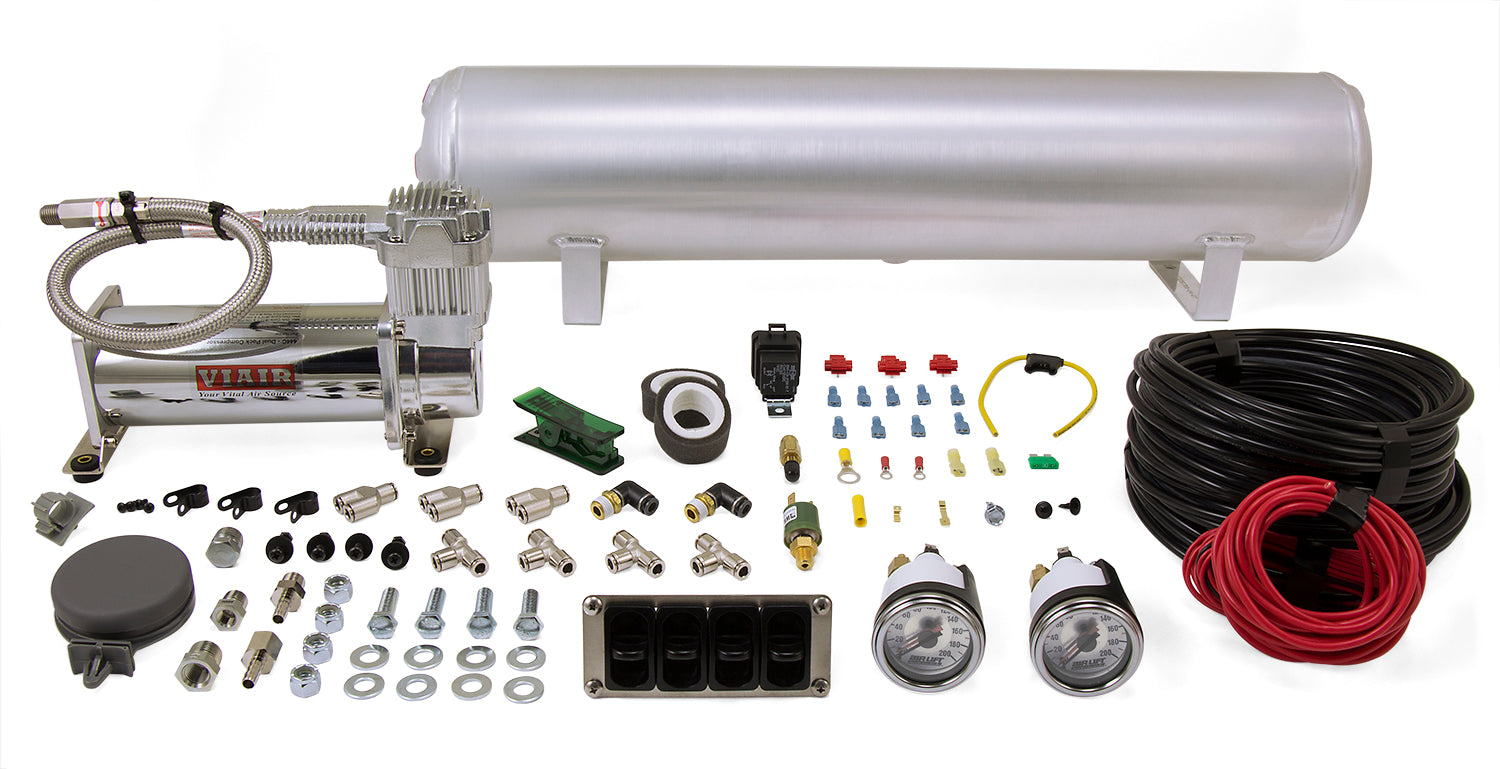 Air Lift 4-Way Manual Control System 100% Duty 1/4in Line 4 Gal. Tank. - 27666