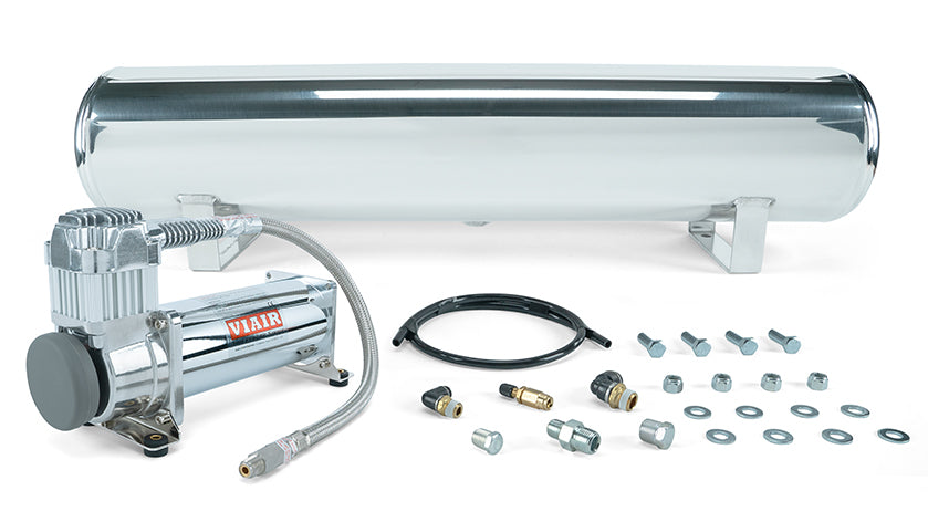 Air Lift 4 Gal. Polished Tank w/ Viair 444c Chrome Compressor (Incl. Fittings & Mounting Hardware) - 27802
