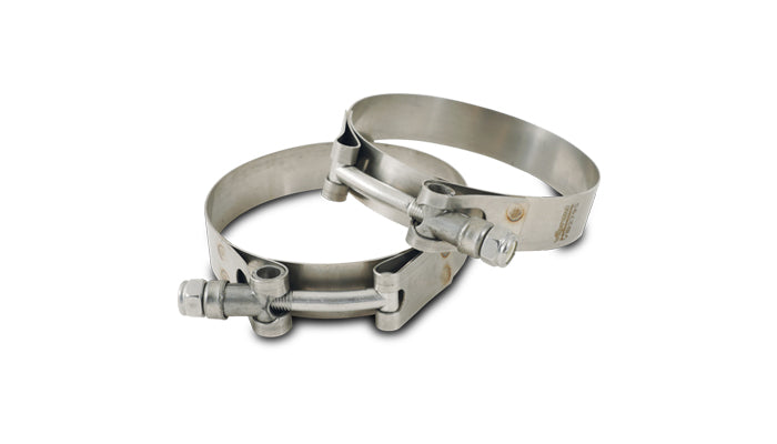 Vibrant SS T-Bolt Clamps Pack of 2 Size Range: 3.28in to 3.60in O.D. For use with 3in I.D. couplings - 2795