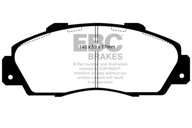 EBC 01-03 Acura CL 3.2 Ultimax2 Rear Brake Pads - UD536 for 1999-2008 Acura TL - front view