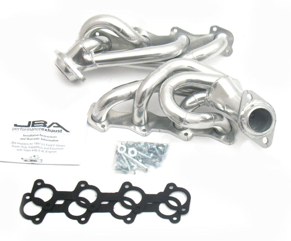 JBA 97-03 Ford F-150 5.4L 2V 1-1/2in Primary Silver Ctd Cat4Ward Header - 1679SJS for 1997-2003 Ford Expedition - front view