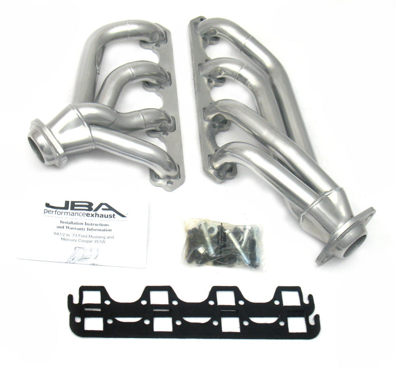 JBA 65-73 Ford Mustang 351W SBF 1-5/8in Primary Silver Ctd Mid Length Header - 1653SJS