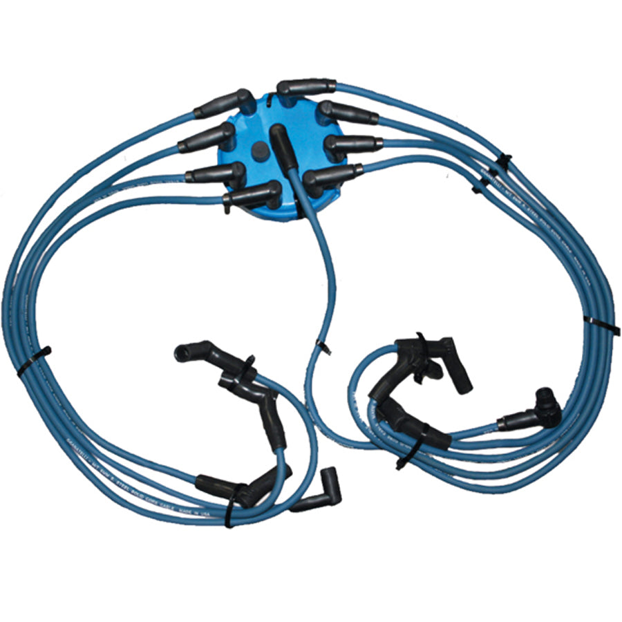 Granatelli 87-93 Ford Mustang 5.0L Perf Tune Up Kit - Blue (Incl Wires/Bras Cap/Rotor) - 28-1485SB