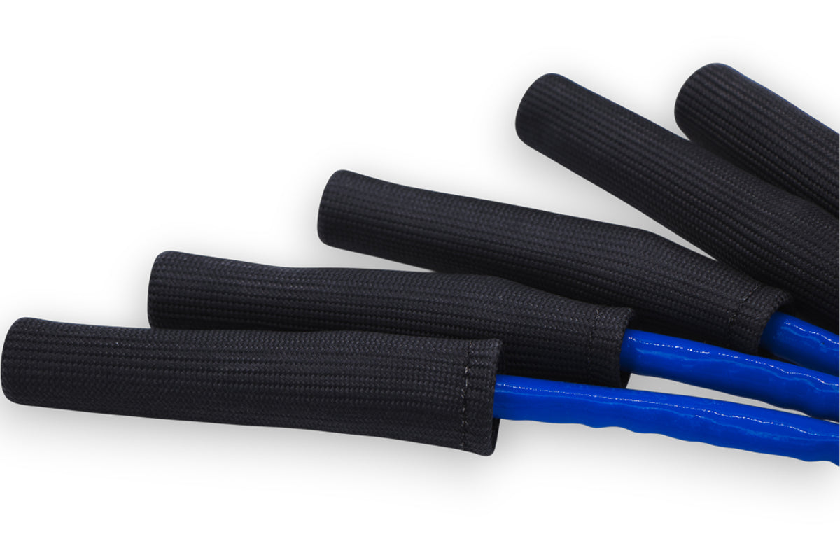 Granatelli 10-14 Ford 6.2L Perf Wire Set w/Inserts/Blue Hi-Temp Jacket/Black Fire Sleeve - 28-2116HTBLB