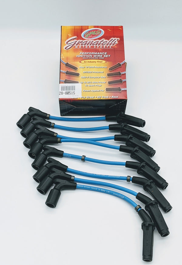 Granatelli 20-23 GM LT2 6.2L Straight Boot Hi-Perf Coil-Near-Plug Ignition Wire Connector Kit - Blue - 28-8051S