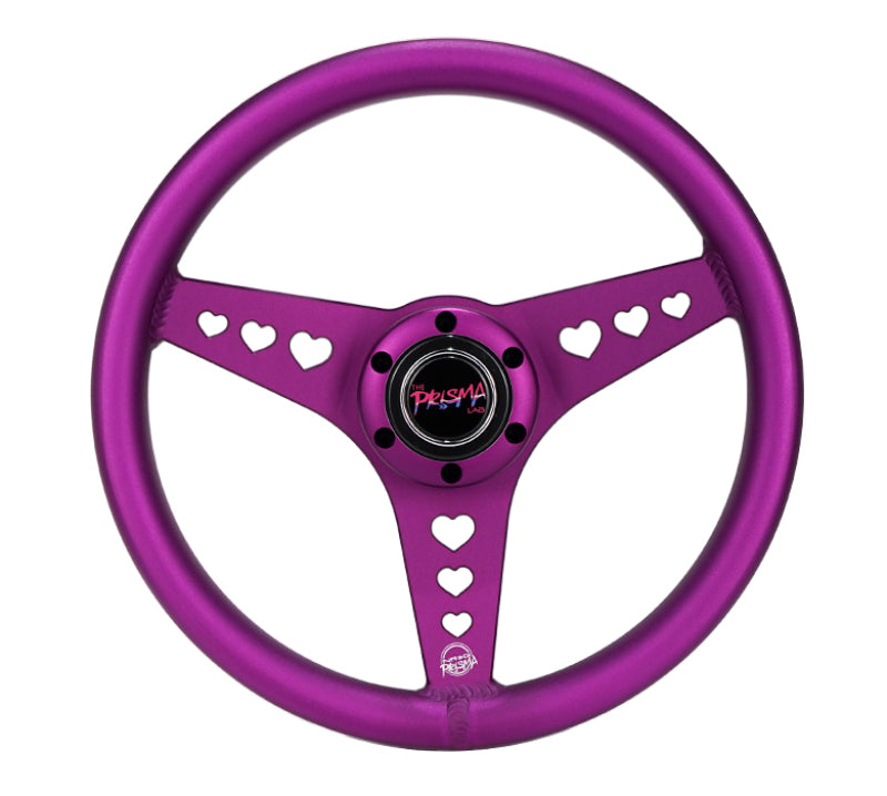 NRG All Aluminum Steering Wheel 330mm - Heart Cut Out- Ergonomic Grip- Anadized Purple - RST-073-PP - front view
