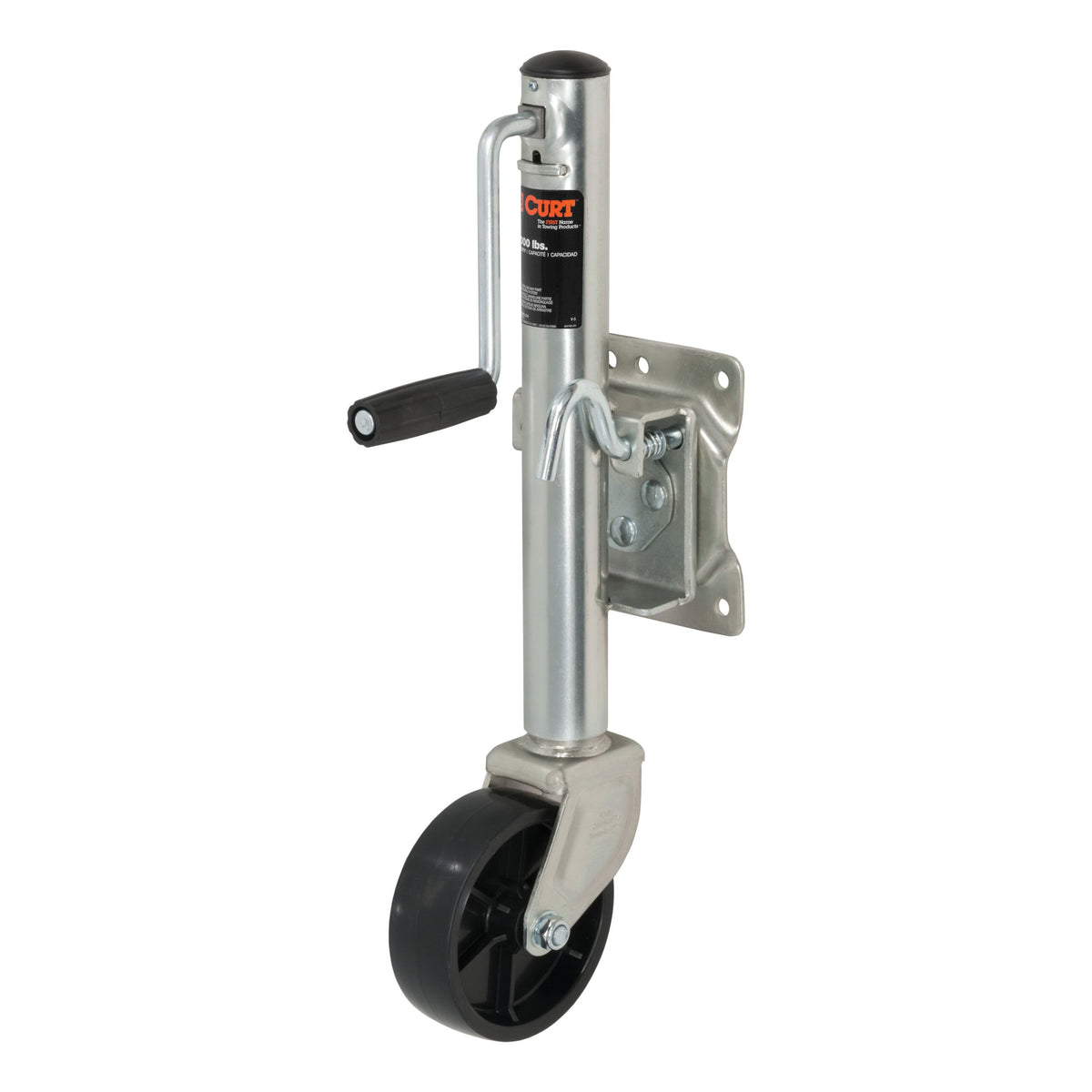 CURT 28112 Marine Boat Trailer Jack with 6-Inch Wheel, 1,200 lbs. Support Capacity, 11 Inches Vertical Travel