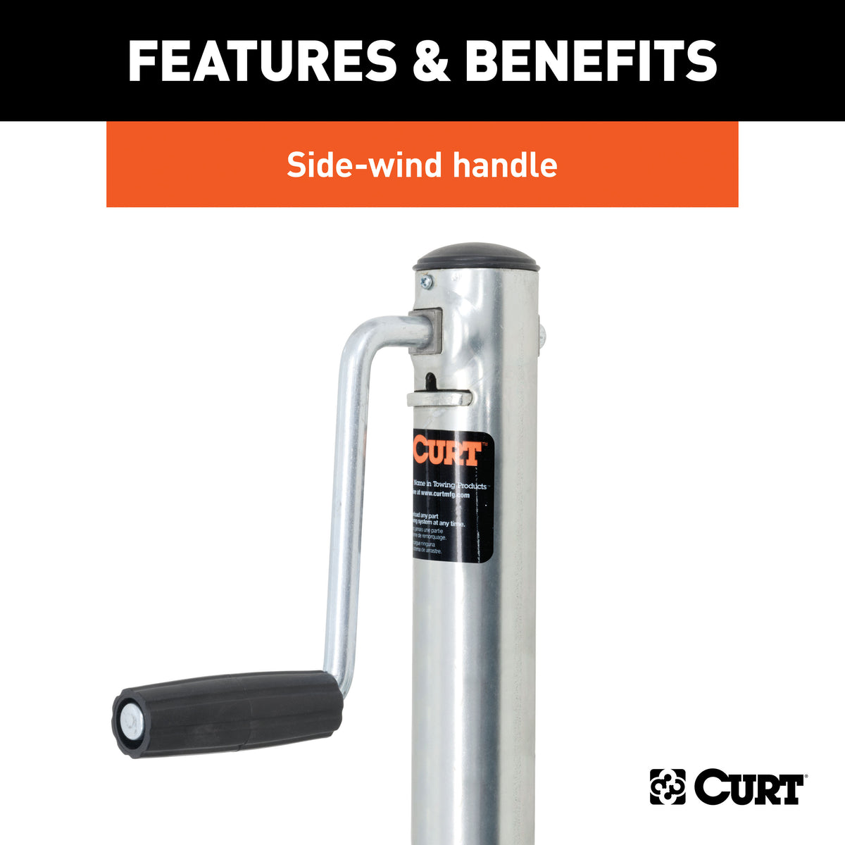 CURT 28112 Marine Boat Trailer Jack with 6-Inch Wheel, 1,200 lbs. Support Capacity, 11 Inches Vertical Travel