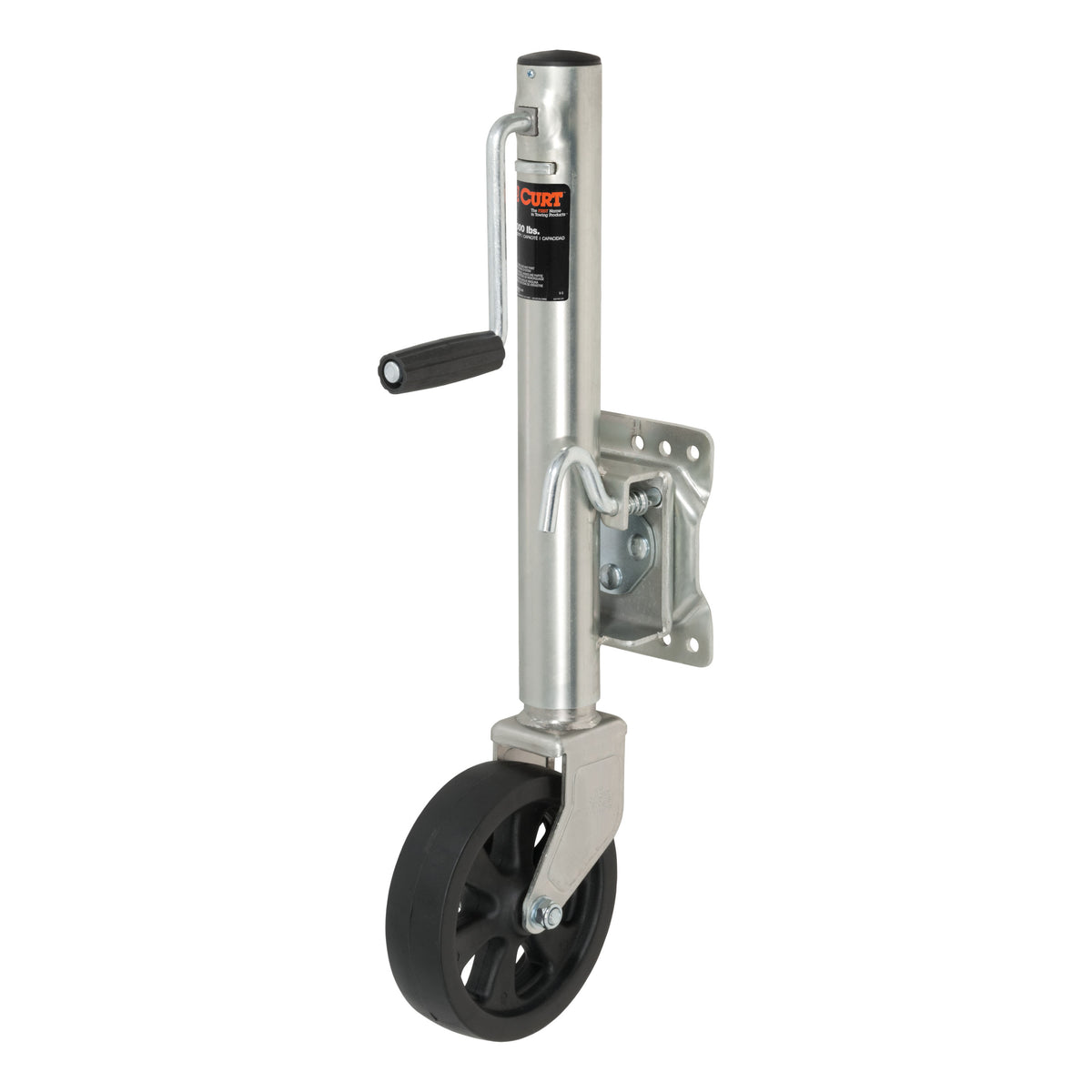CURT 28115 Marine Boat Trailer Jack with 8-Inch Wheel, 1,500 lbs. Support Capacity, 11 Inches Vertical Travel