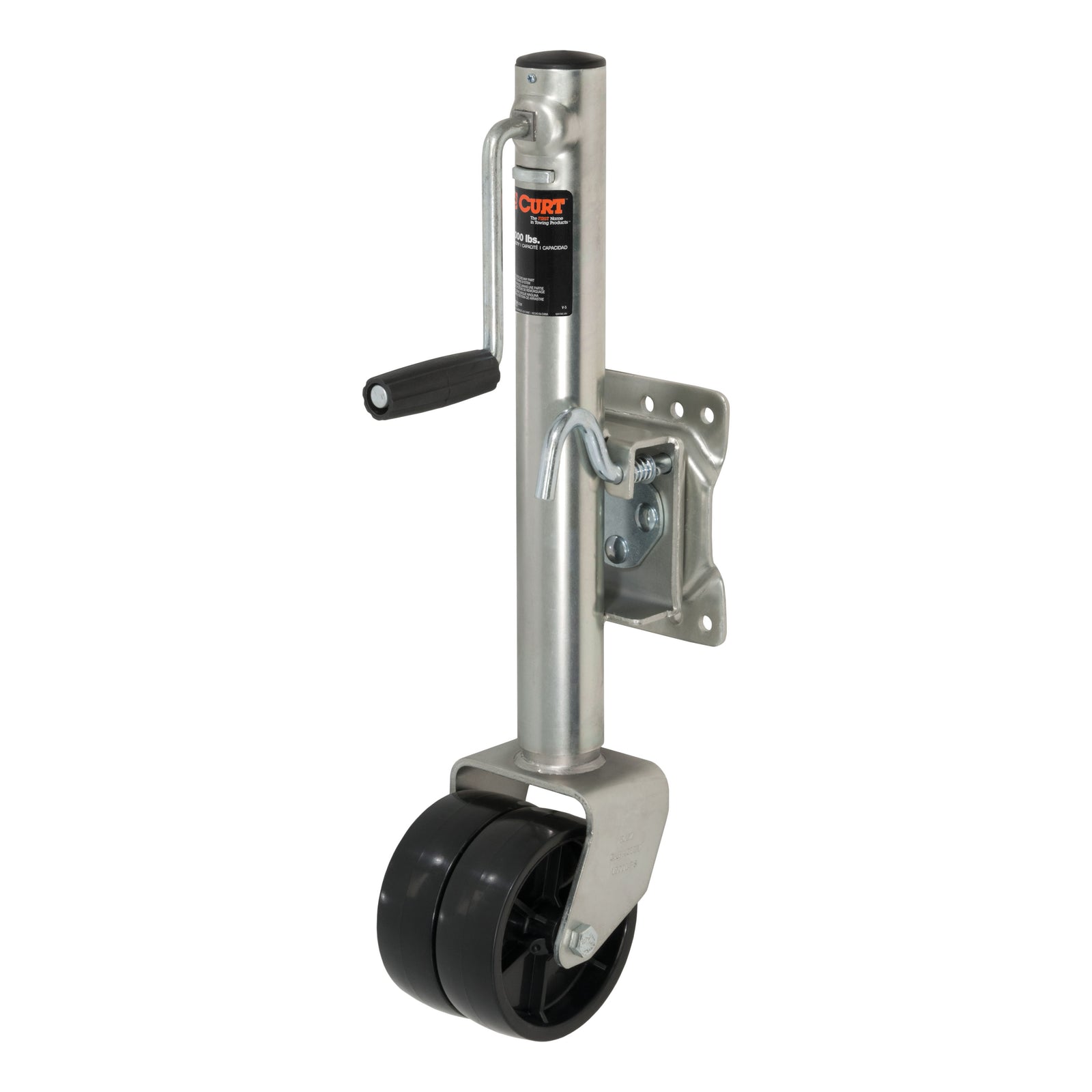 CURT 28155 Marine Boat Trailer Jack with 6-Inch Wheels, 1,500 lbs. Support Capacity, 10-3/8 Inches Vertical Travel