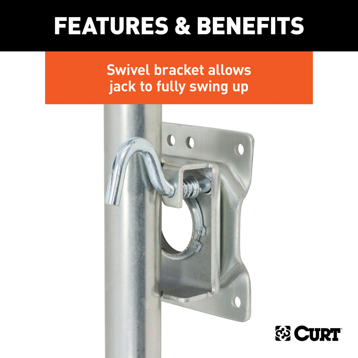 CURT 28155 Marine Boat Trailer Jack with 6-Inch Wheels, 1,500 lbs. Support Capacity, 10-3/8 Inches Vertical Travel