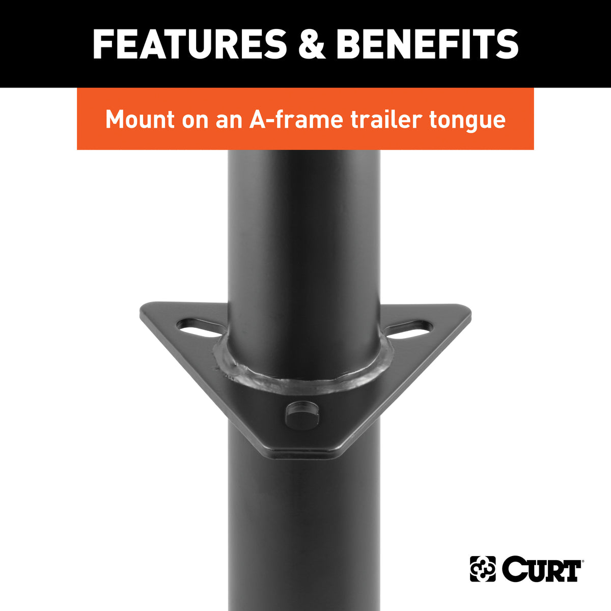 CURT 28204 A-Frame Trailer Jack, 3,000 lbs. Support Capacity, 15 Inches Vertical Travel