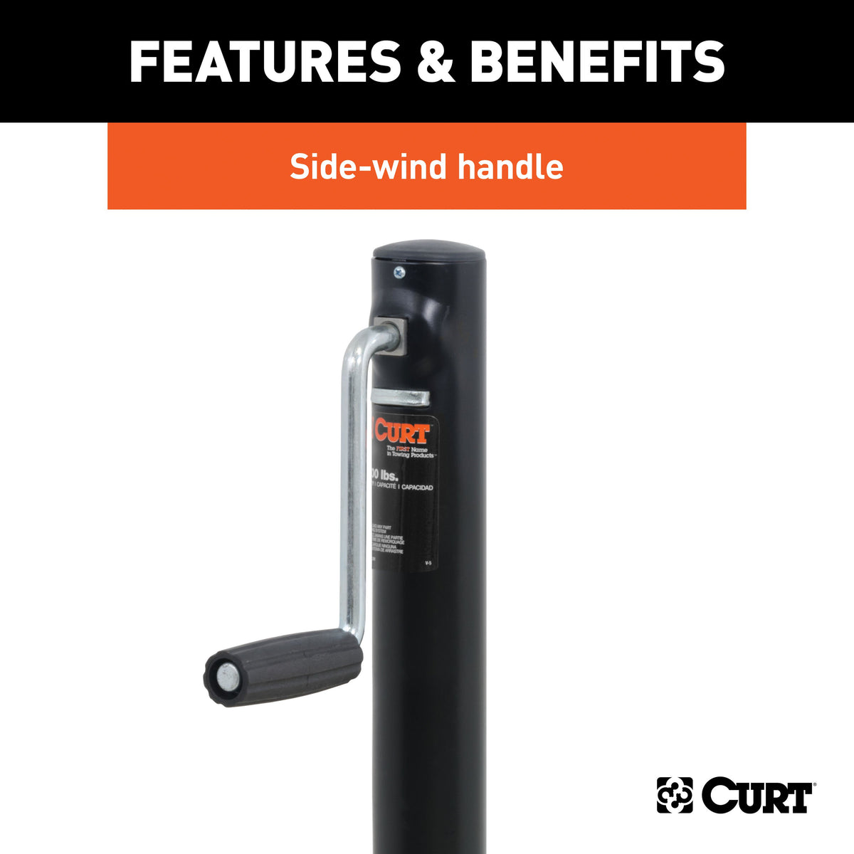 CURT 28204 A-Frame Trailer Jack, 3,000 lbs. Support Capacity, 15 Inches Vertical Travel