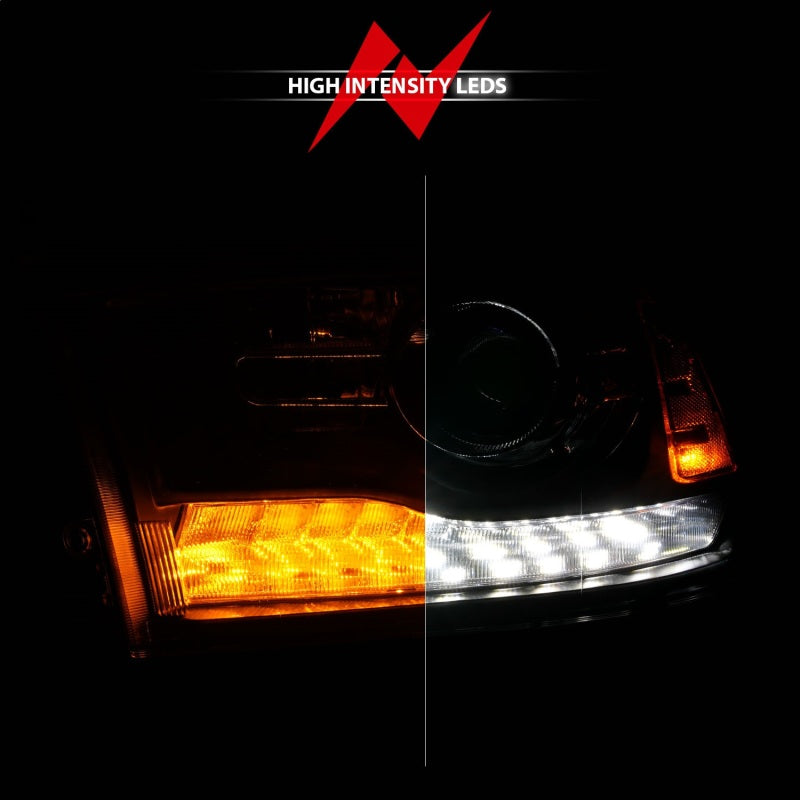 ANZO 09-18 Dodge Ram 1500/2500/3500 LED Plank Style Headlights Switchback + Sequential - Matte Black - 111609