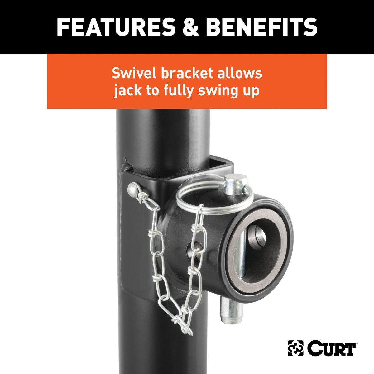 CURT 28320 Weld-On Pipe-Mount Swivel Trailer Jack, 3,000 lbs. Support Capacity, 10-3/4 Inches Vertical Travel