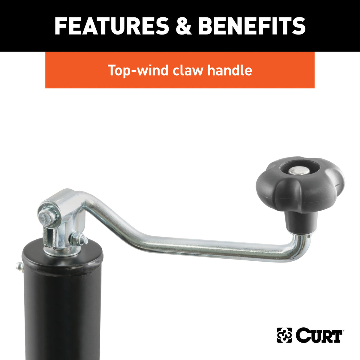 CURT 28320 Weld-On Pipe-Mount Swivel Trailer Jack, 3,000 lbs. Support Capacity, 10-3/4 Inches Vertical Travel
