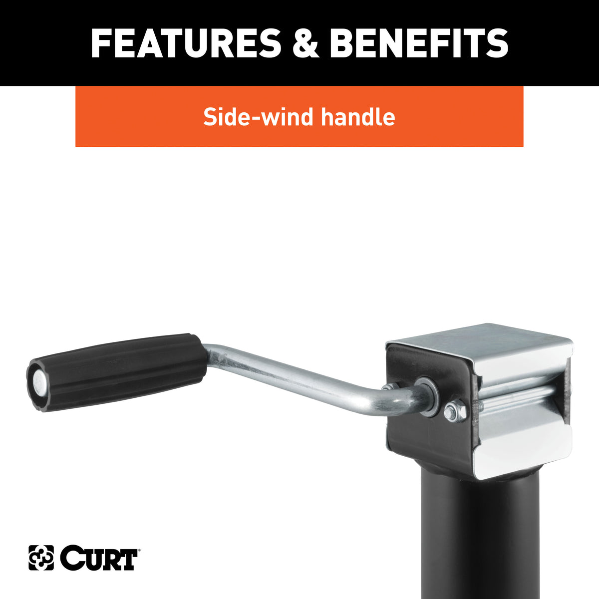 CURT 28324 Weld-On Pipe-Mount Swivel Trailer Jack, 3,000 lbs. Support Capacity, 15 Inches Vertical Travel
