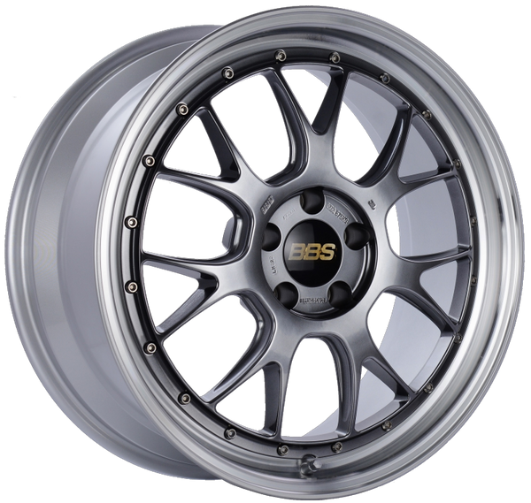 BBS LM-R 19x8.5 5x112 ET38 Diamond Black Center Diamond Cut Lip Wheel -82mm PFS/Clip Required - LM322DBPK by BBS - front view
