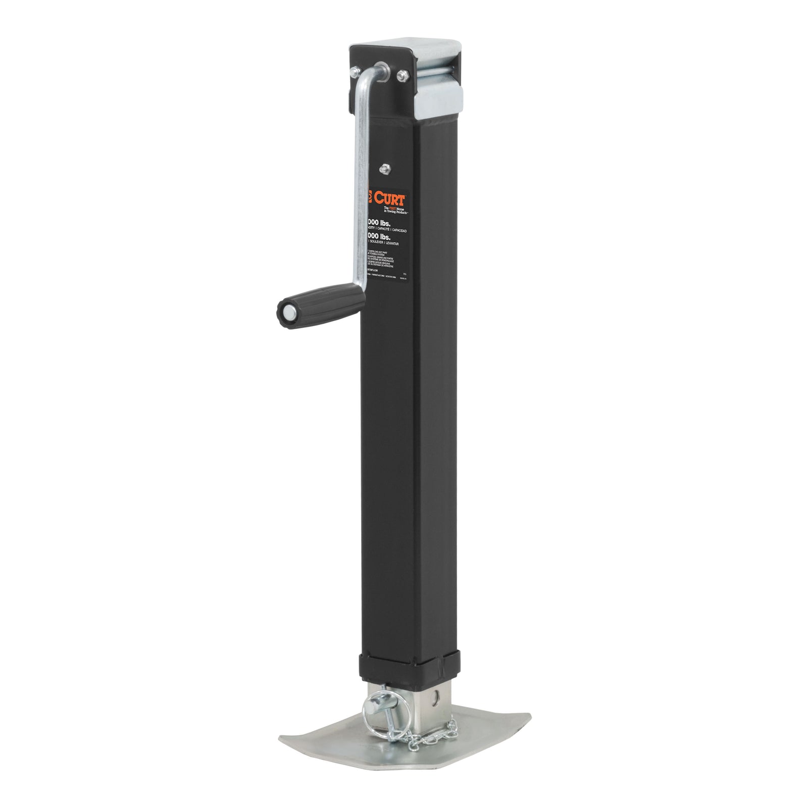 CURT 28575 Direct Weld On Heavy-Duty Trailer Jack, 8,000 lbs. Support Capacity, 15 Inches Vertical Travel