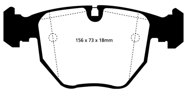 EBC 00-04 BMW M5 5.0 (E39) Yellowstuff Front Brake Pads - DP41036R for 1997-2003 BMW 5 Series - angle view