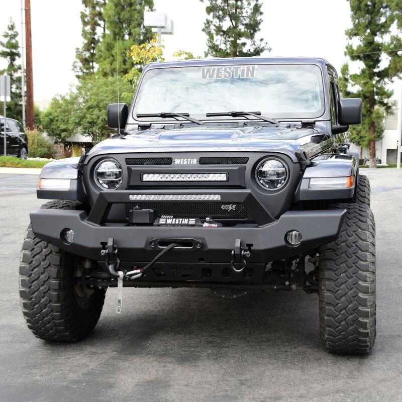 Westin 18-20 Jeep Wrangler WJ2 Full Width Front Bumper w/LED Light Bar Mount Textured Black - 59-80125