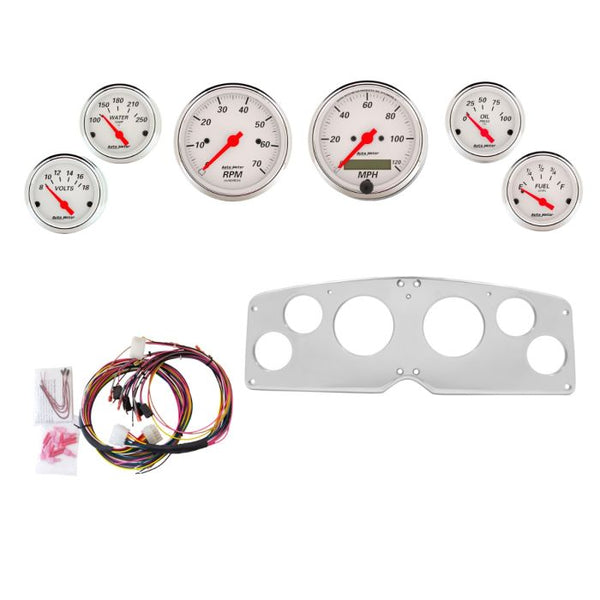AutoMeter Arctic White 54-55 GMC Truck Billet Panel/Gauge Kit - 3-1/8in. (x2) & 2-1/16in. (x4) - 2939-03