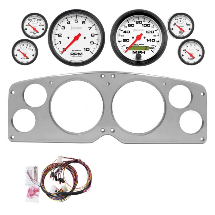 AutoMeter Phantom 54-55 GMC Truck Direct-Fit Billet Panel/Gauge Kit - 5in. (x2) & 2-1/16in. (x4) - 2941-09