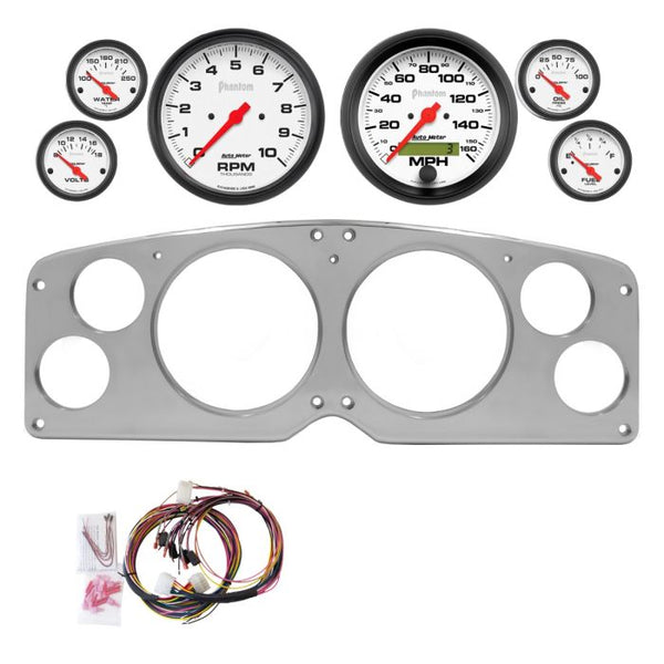 AutoMeter Phantom 54-55 GMC Truck Direct-Fit Billet Panel/Gauge Kit - 5in. (x2) & 2-1/16in. (x4) - 2941-09