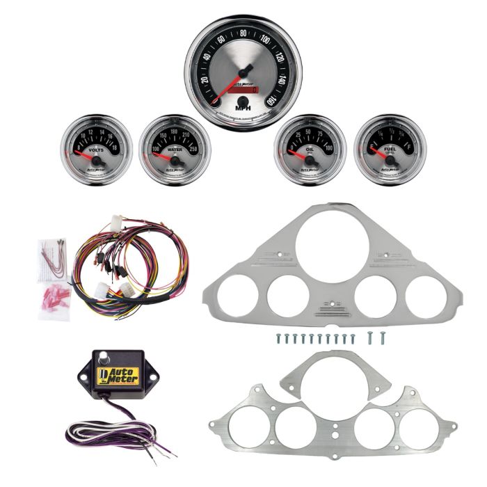 AutoMeter American Muscle 55-59 Chevy Truck Billet Panel/Gauge Kit - 3-3/8in. (x1) & 2-1/16in. (x4) - 2943-01