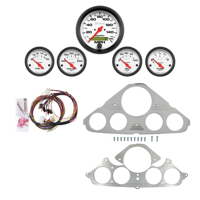 AutoMeter Phantom 55-59 Chevy Truck Billet Panel/Gauge Kit - 3-3/8in. (x1) & 2-1/16in. (x4) - 2943-09