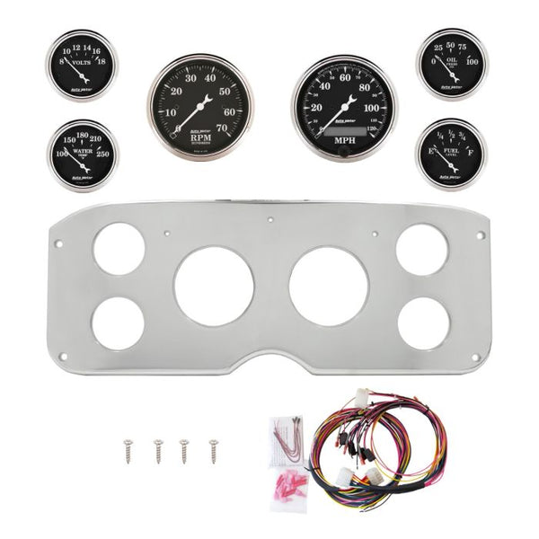AutoMeter Old Tyme Black 55-59 GMC Truck Billet Panel/Gauge Kit - 3-1/8in. (x2) & 2-1/16in. (x4) - 2944-07
