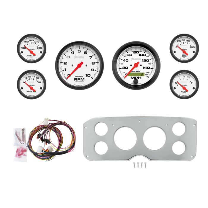 AutoMeter Phantom 55-59 GMC Truck Direct-Fit Billet Panel/Gauge Kit - 3-3/8in. (x2) & 2-1/16in. (x4) - 2945-09