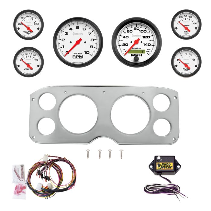 AutoMeter Phantom 55-59 GMC Truck Direct-Fit Billet Panel/Gauge Kit - 5in. (x2) & 2-1/16in. (x4) - 2946-09