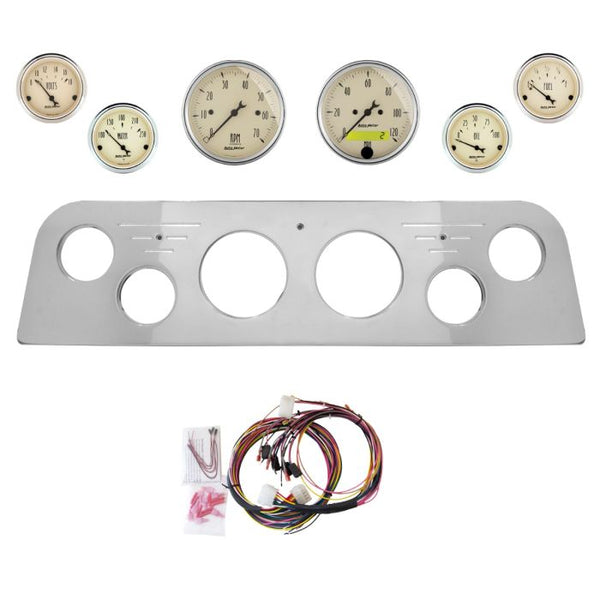 AutoMeter Antique Beige 60-61 GMC Truck Billet Panel/Gauge Kit - 3-1/8in. (x2) & 2-1/16in. (x4) - 2948-02