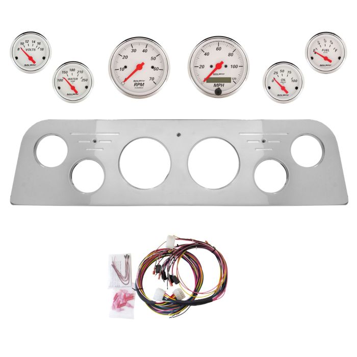 AutoMeter Arctic White 60-61 GMC Truck Billet Panel/Gauge Kit - 3-1/8in. (x2) & 2-1/16in. (x4) - 2948-03