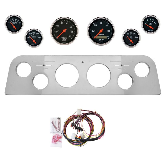 AutoMeter Designer Black 60-61 GMC Truck Billet Panel/Gauge Kit - 3-1/8in. (x2) & 2-1/16in. (x4) - 2948-06