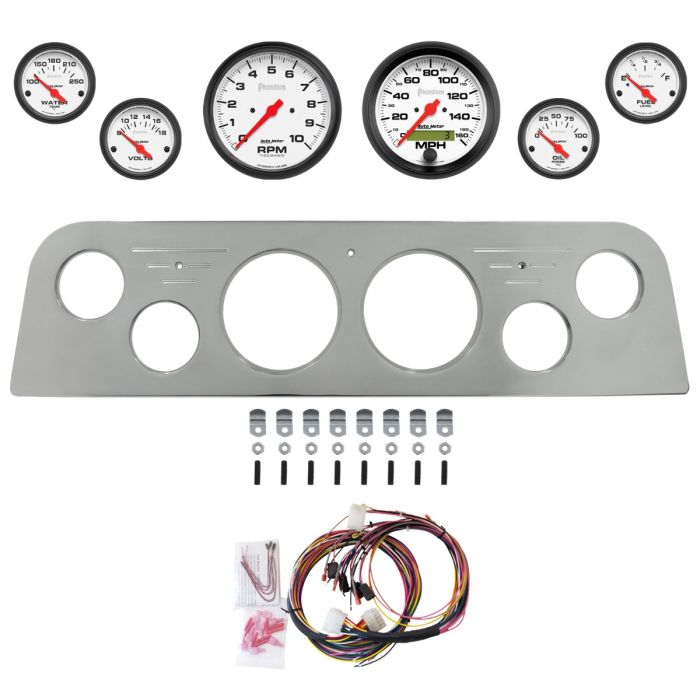 AutoMeter Phantom 60-61 GMC Truck Direct-Fit Billet Panel/Gauge Kit - 3-3/8in. (x2) & 2-1/16in. (x4) - 2949-09
